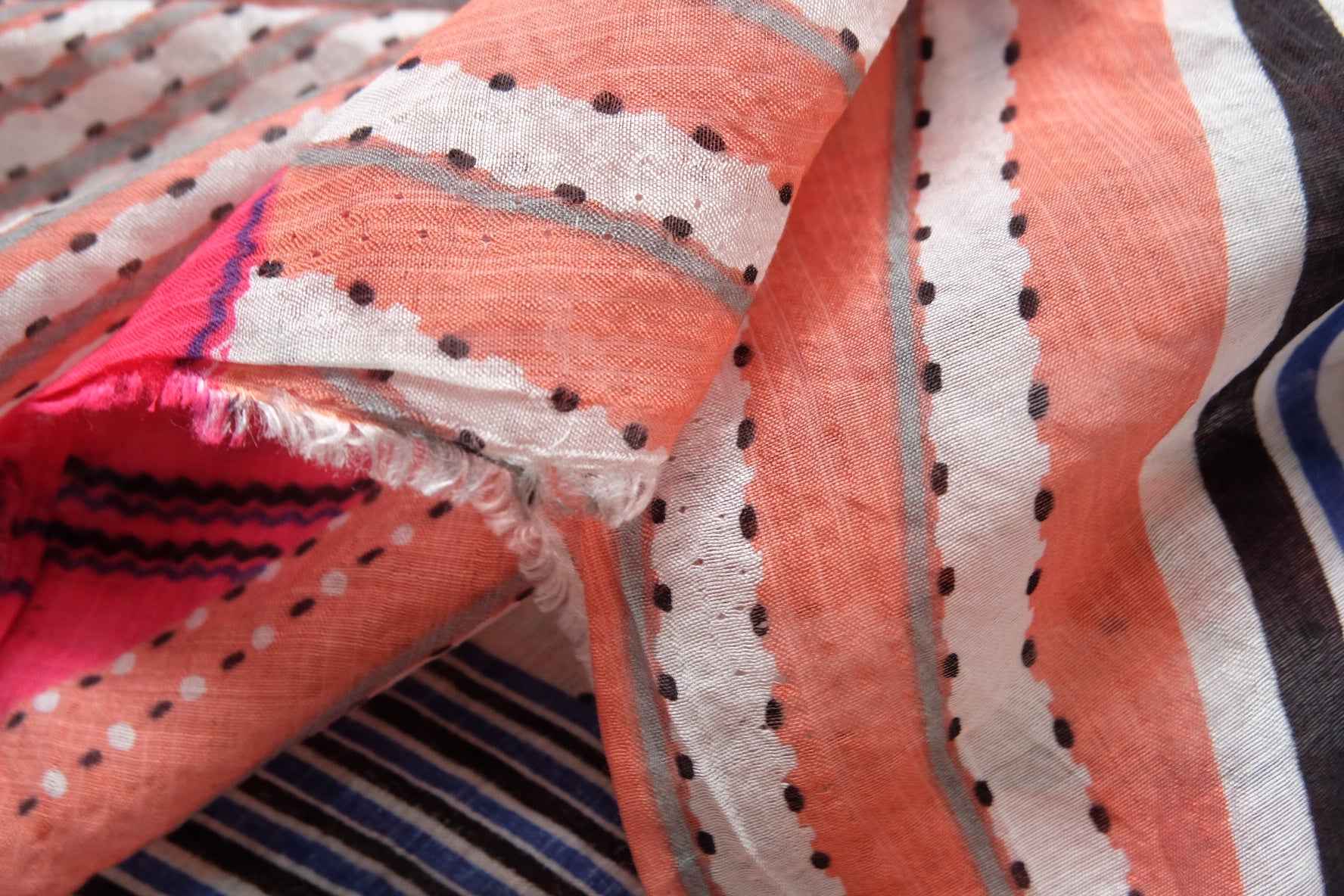 Bright Striped Cotton Voile Fabric, Soft Airy Summer Dress Weight, 3.06 Yards