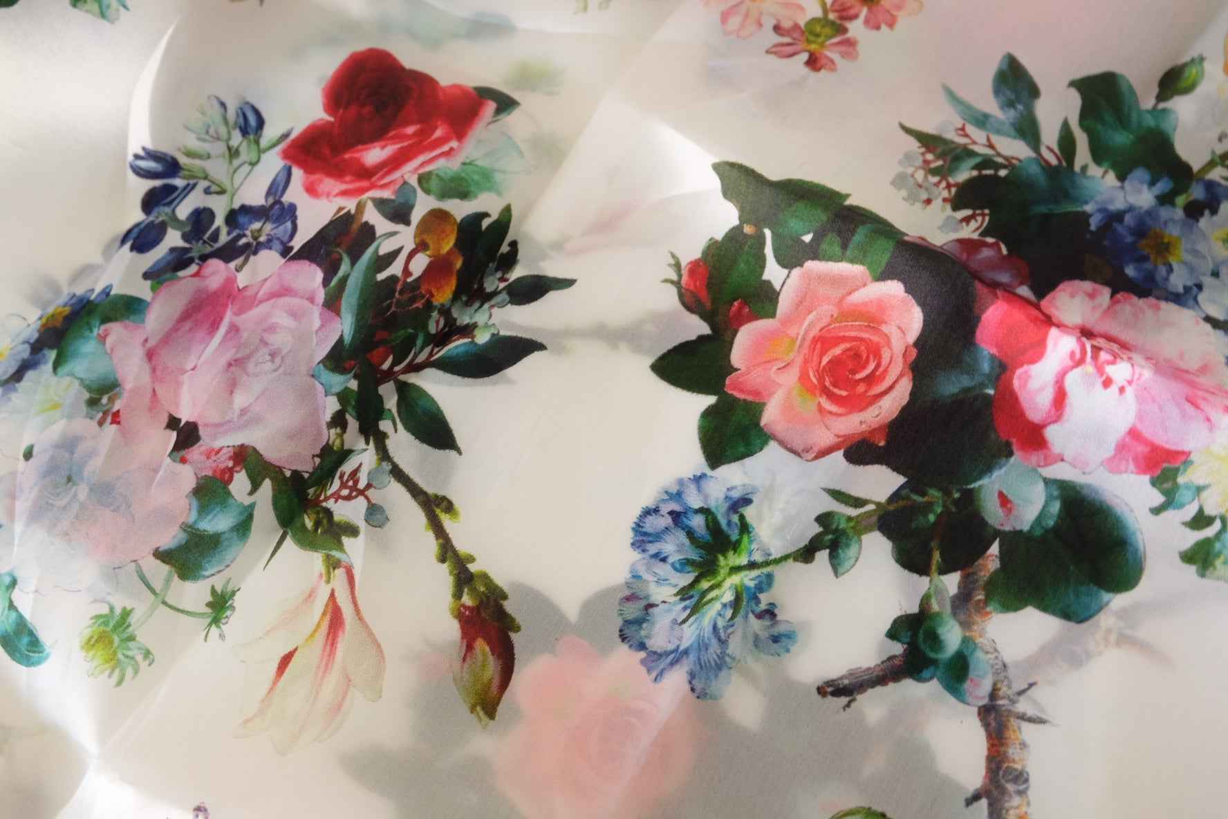 Painterly Floral Pure Silk Organza Fabric – 1.6 yd