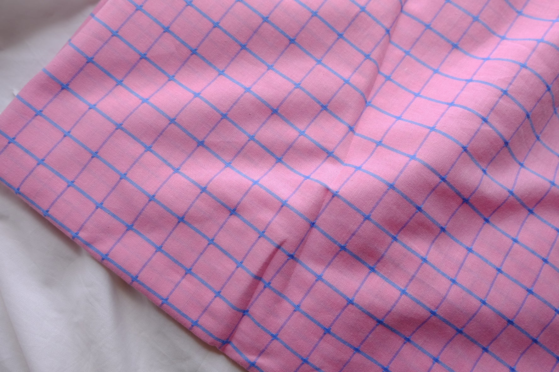 Pink & Blue Windowpane Jacquard Cotton – 2.2 yd