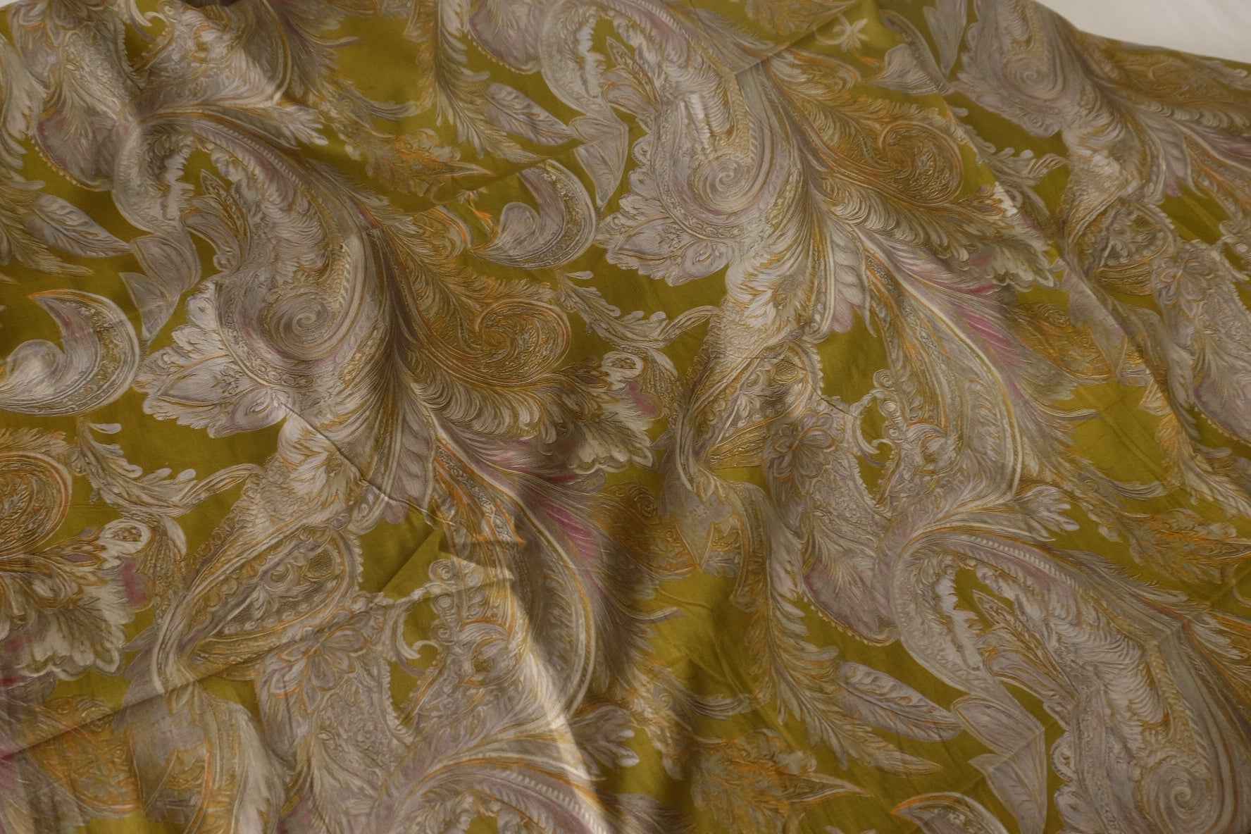 Olive Paisley 100s Cotton Lawn Fabric – 3.3 Yards