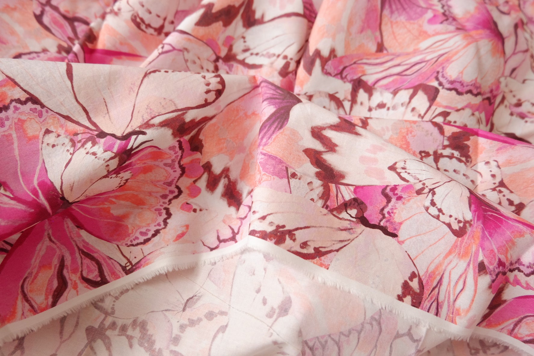 Pink Butterfly Print Cotton Poplin for Shirts and Dresses 3.3 Yards