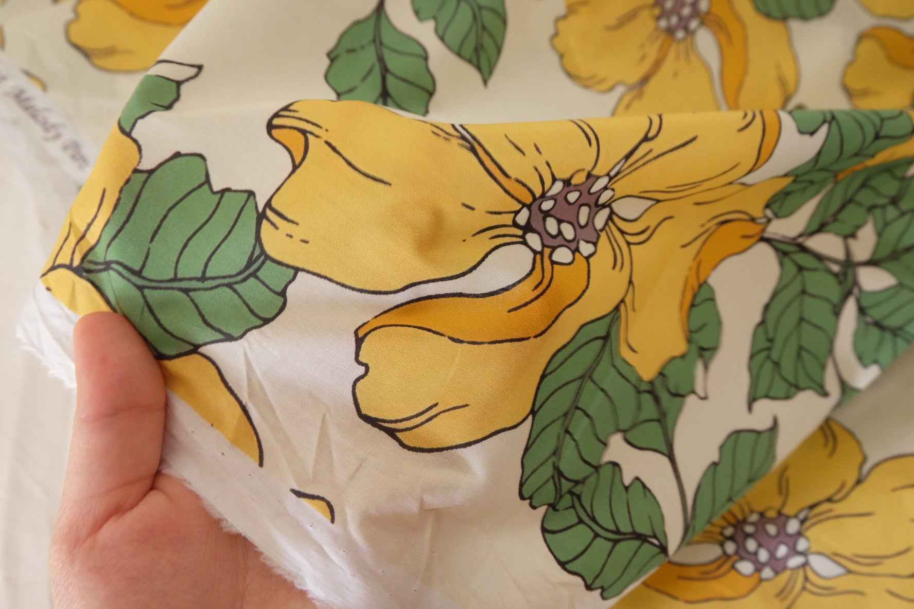 Yellow Floral Ultra-Light Cotton Lawn Fabric – 3.3 yd