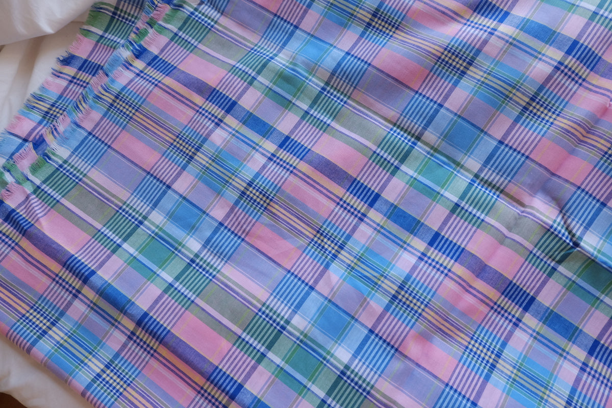 Pastel Rainbow Plaid Yarn-Dyed Cotton Fabric – 2.19 yd
