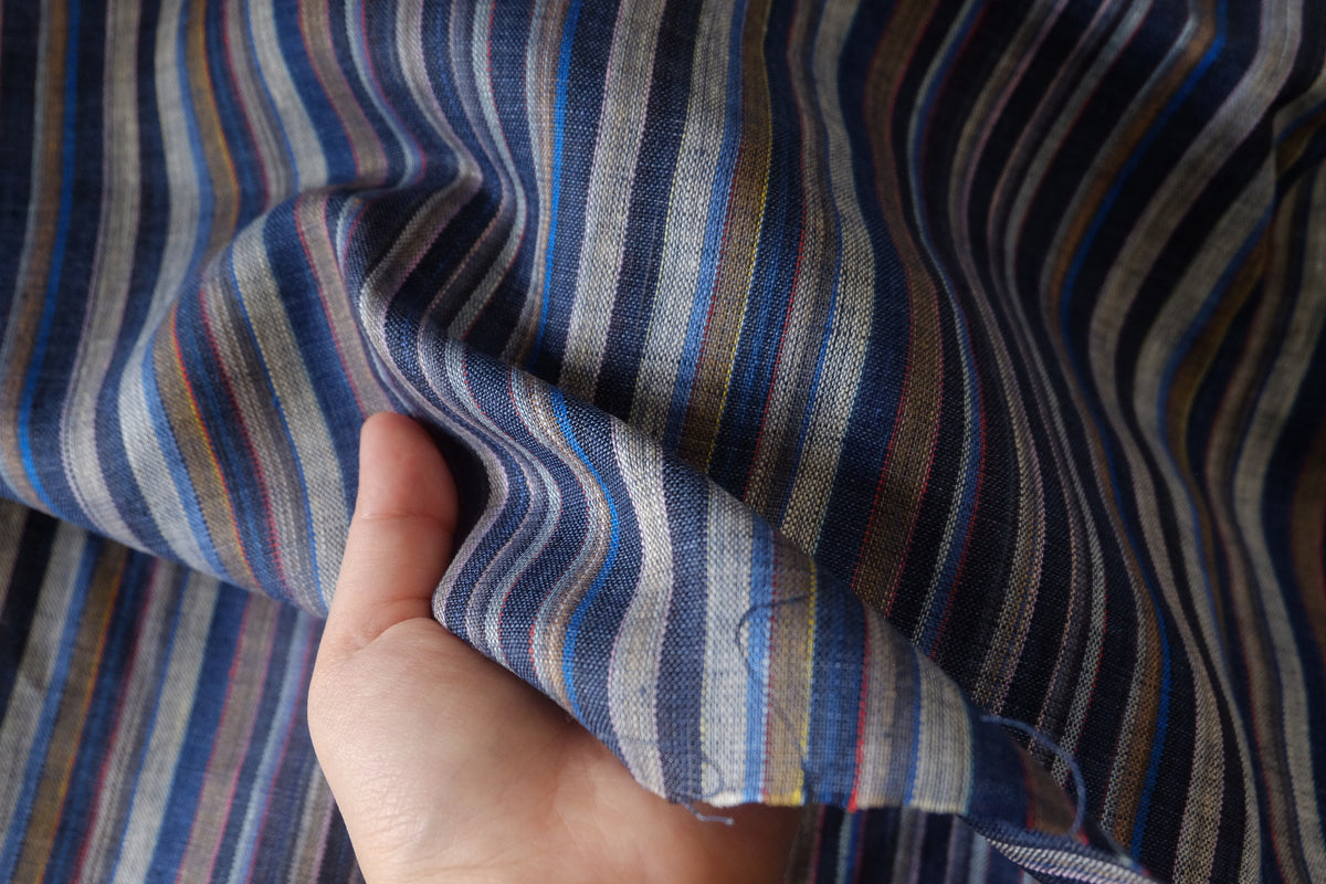 Vintage Multicolor Stripe Pure Linen – 2.2 yd
