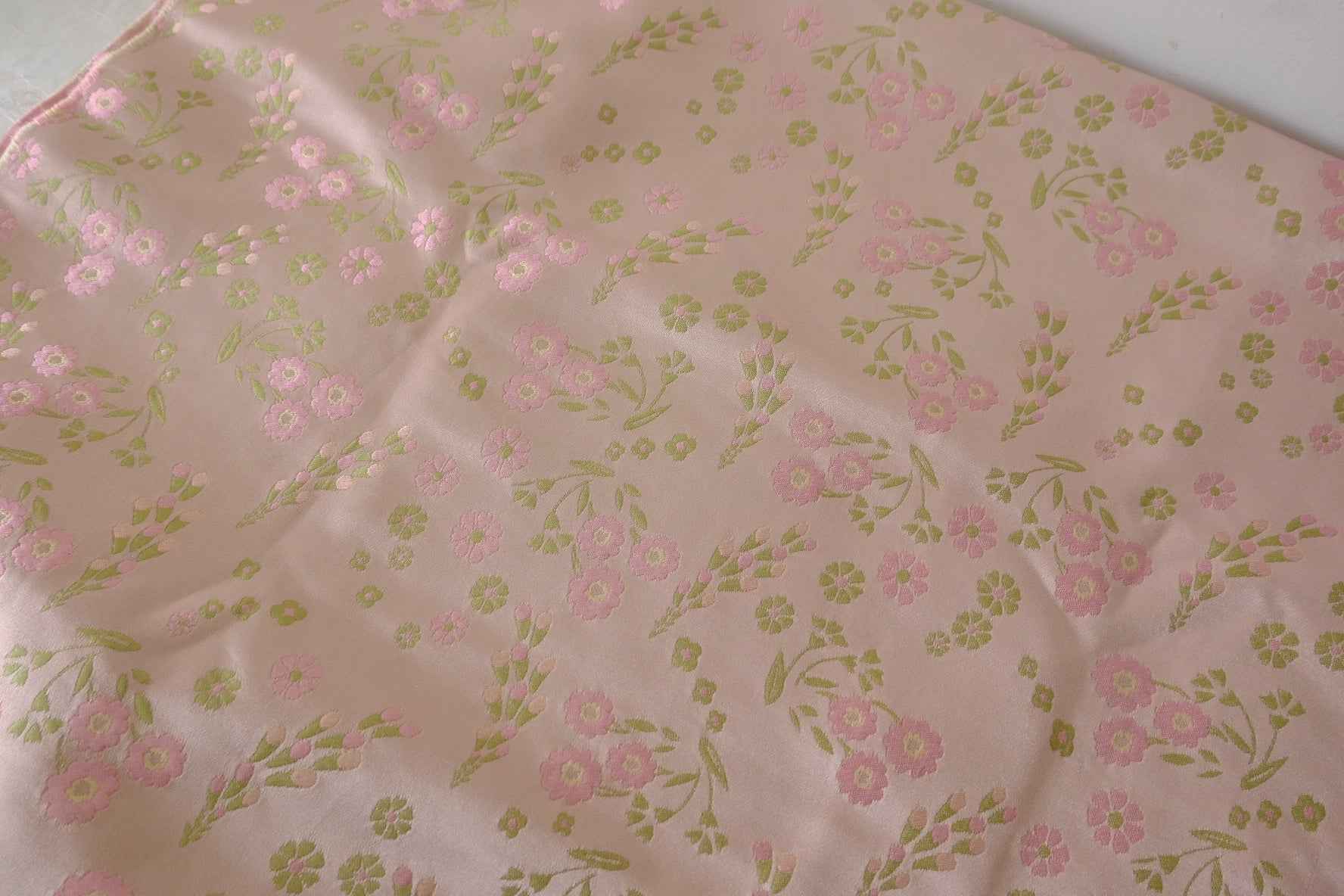 Pink Floral Jacquard Satin Fabric – 2.2 yd