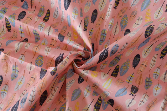 Pink Feather Print Cotton Poplin – 3.3 yd