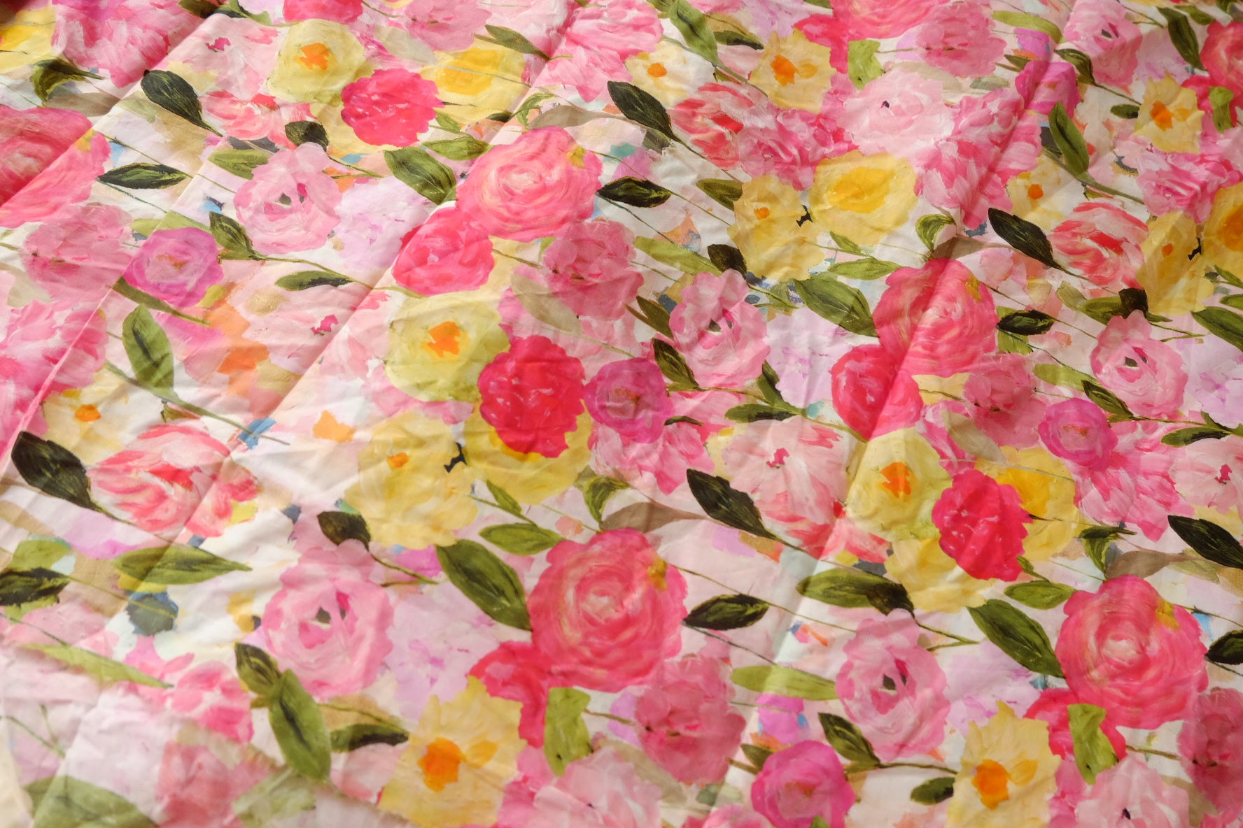 Painterly Floral Cotton Poplin, Lightweight 80s, 1.3 Yards