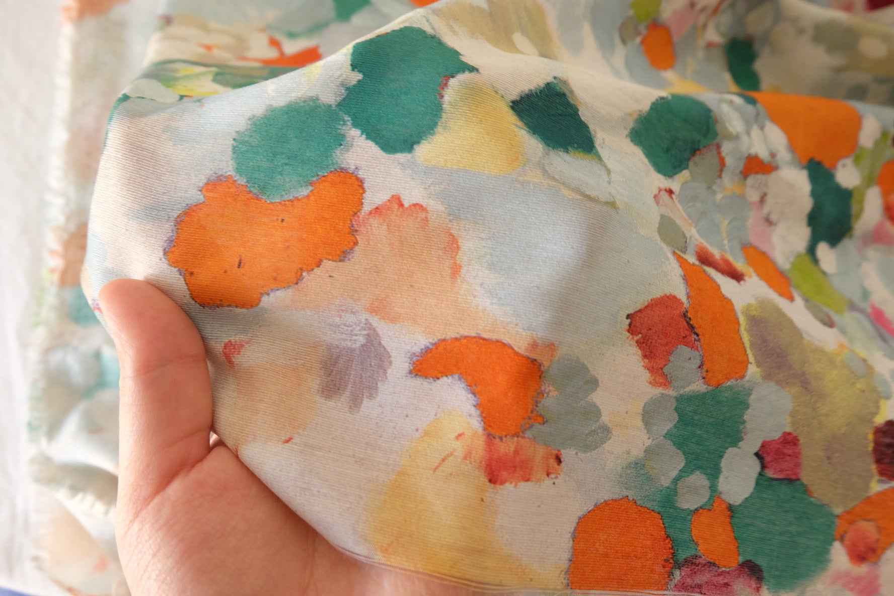 Watercolor Abstract Tencel Linen Blend Fabric – 2.2 yd