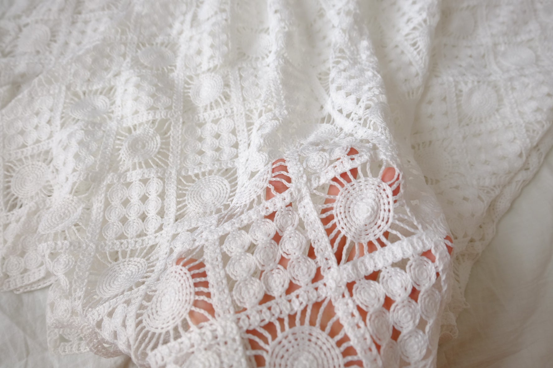 Heavyweight White Crochet Lace, 2.19 Yards
