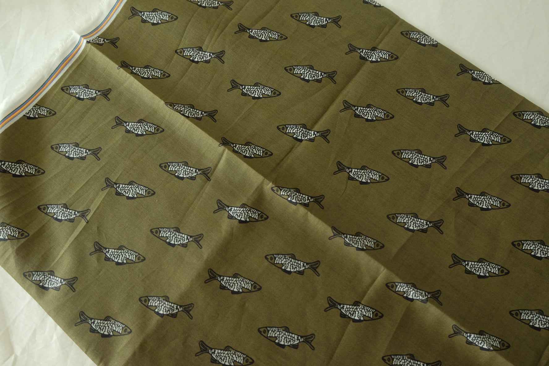 Fish Print Cotton Lawn Fabric – 2.2 yd