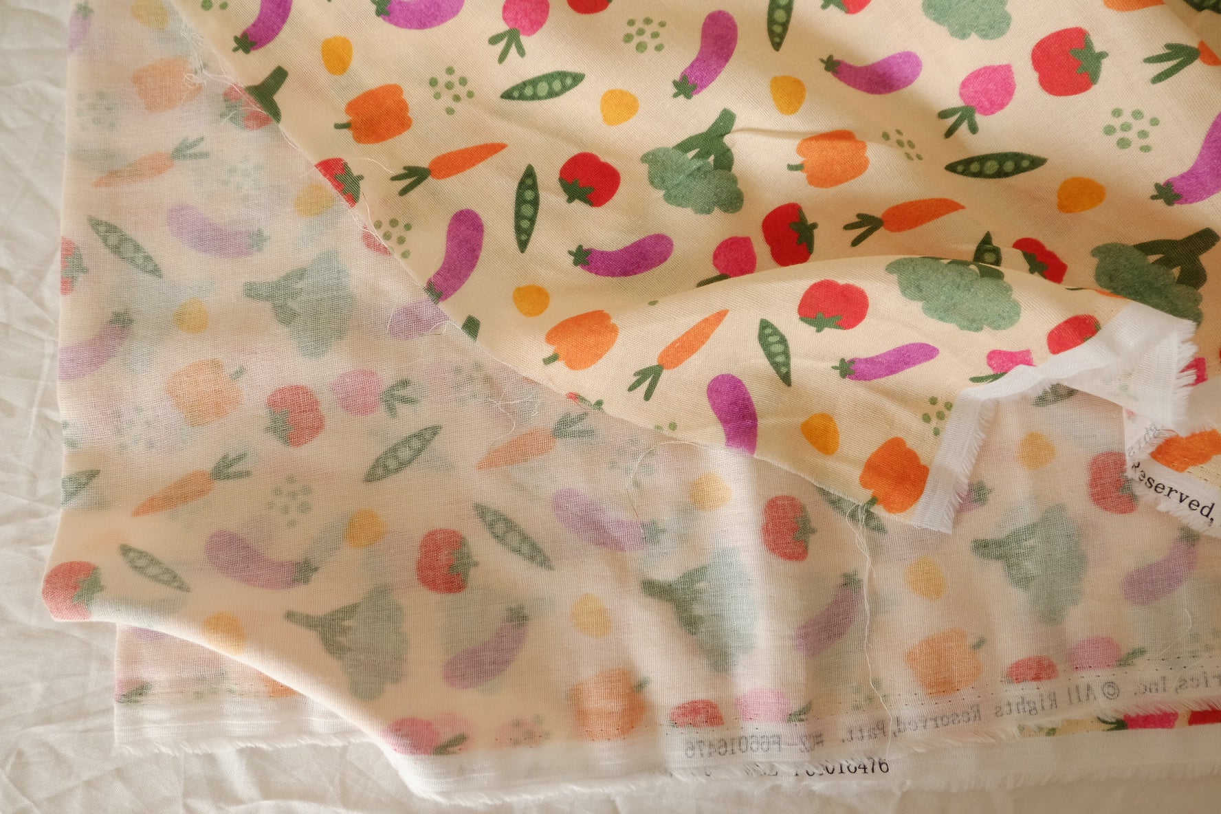 Vegetable Print Soft Cotton Double Gauze Fabric - 1.6 yd