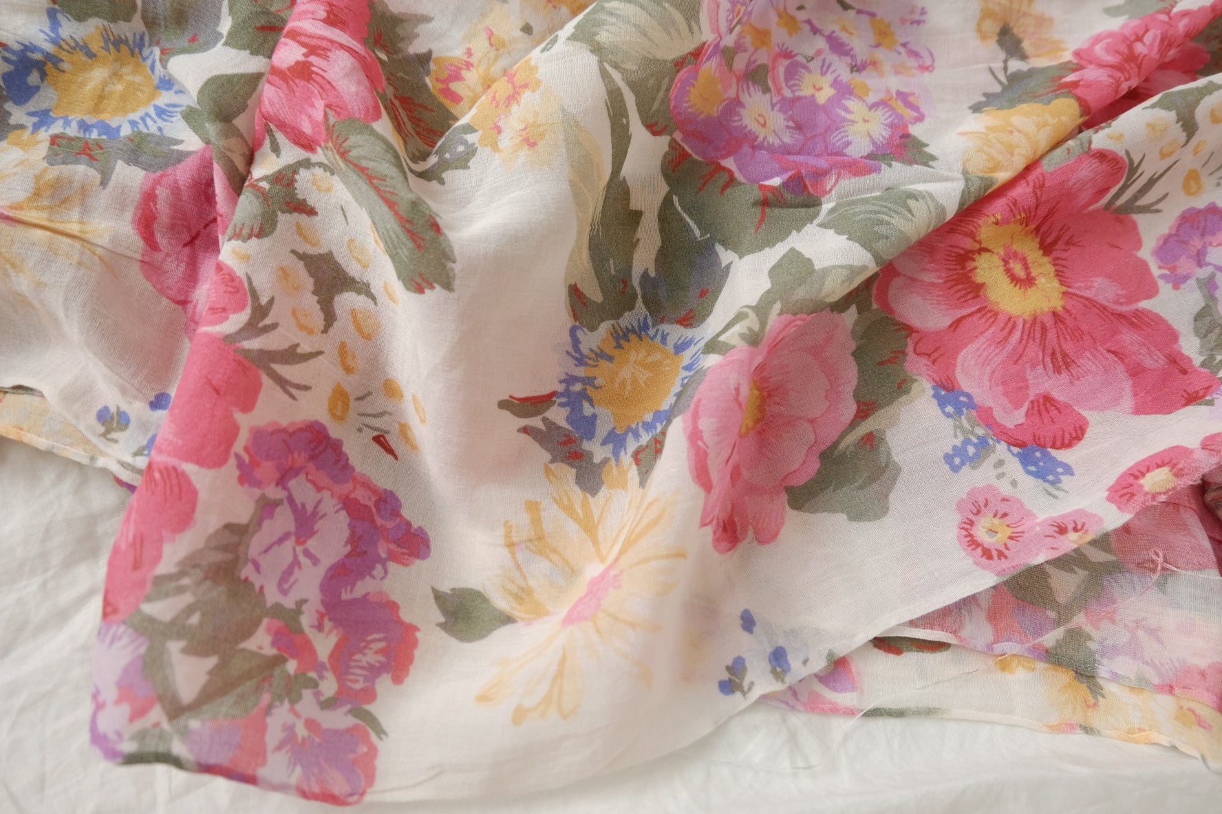 Soft Floral Cotton Gauze Fabric – Airy Summer Blouse Fabric (2.19 yards)