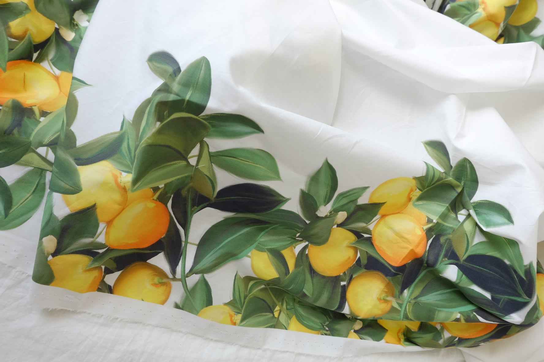 Double Border Lemon Print Cotton Poplin Fabric — 2.19 yd