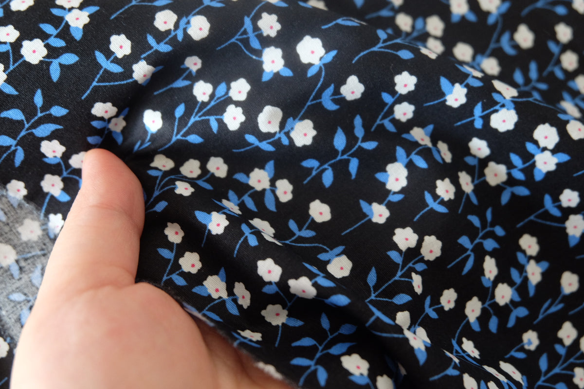 Midnight Blue Blossom 60s Cotton Poplin – 2.2 yd