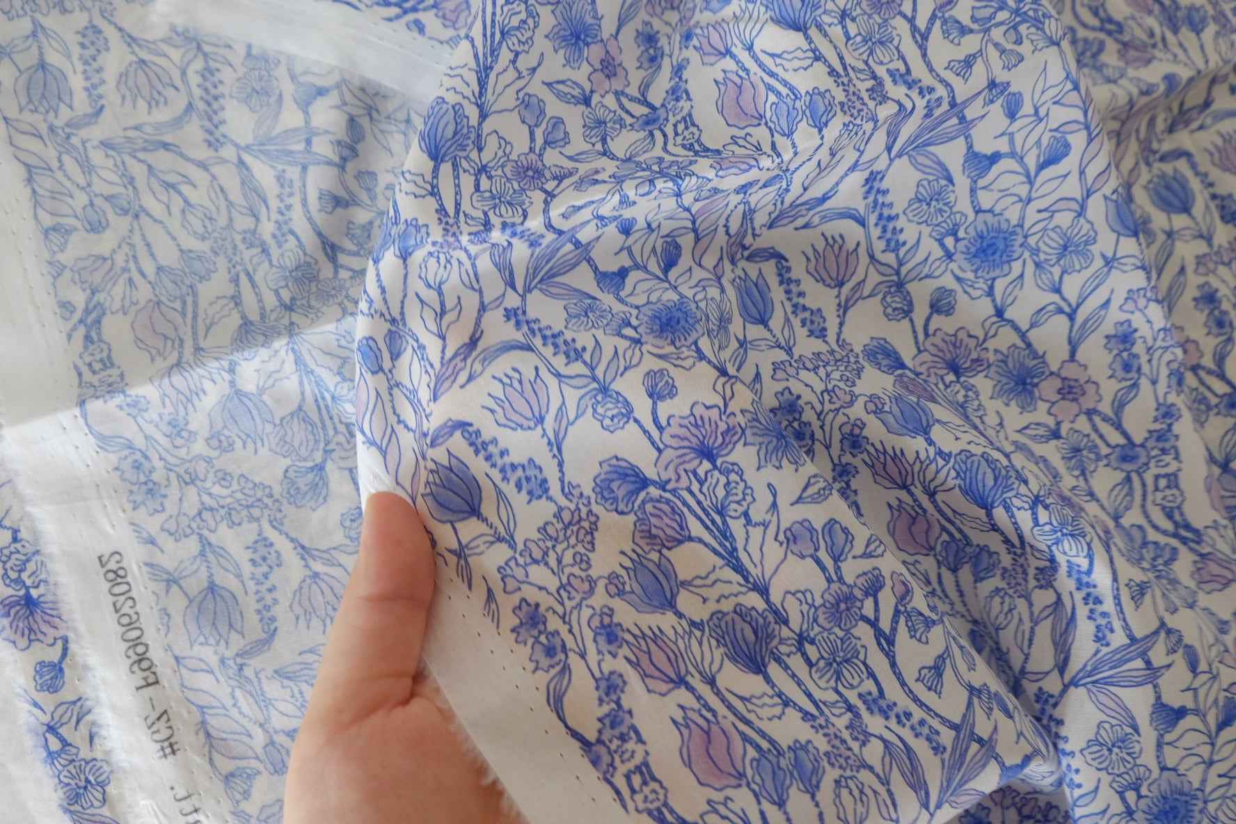 Blue Botanical 80s Cotton Poplin Fabric – 2.2 yd