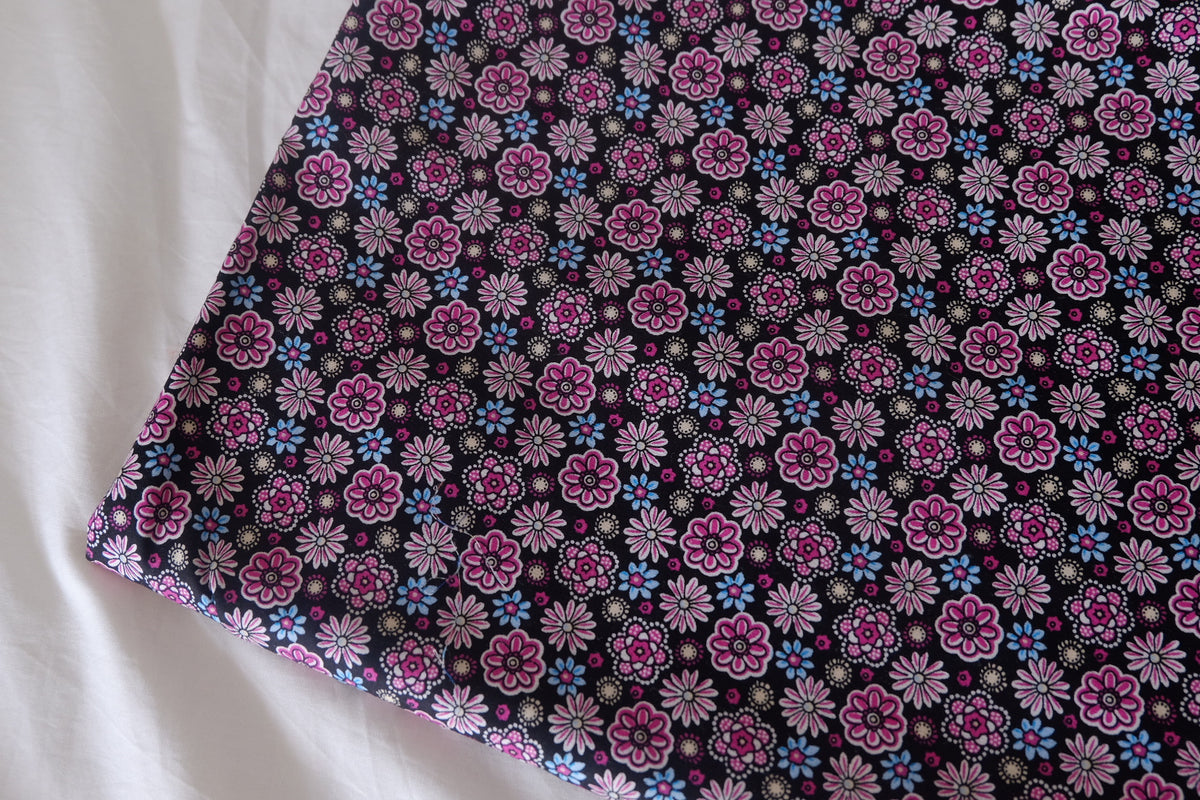 Midnight Pink Folk Floral Cotton – 2.2 yd