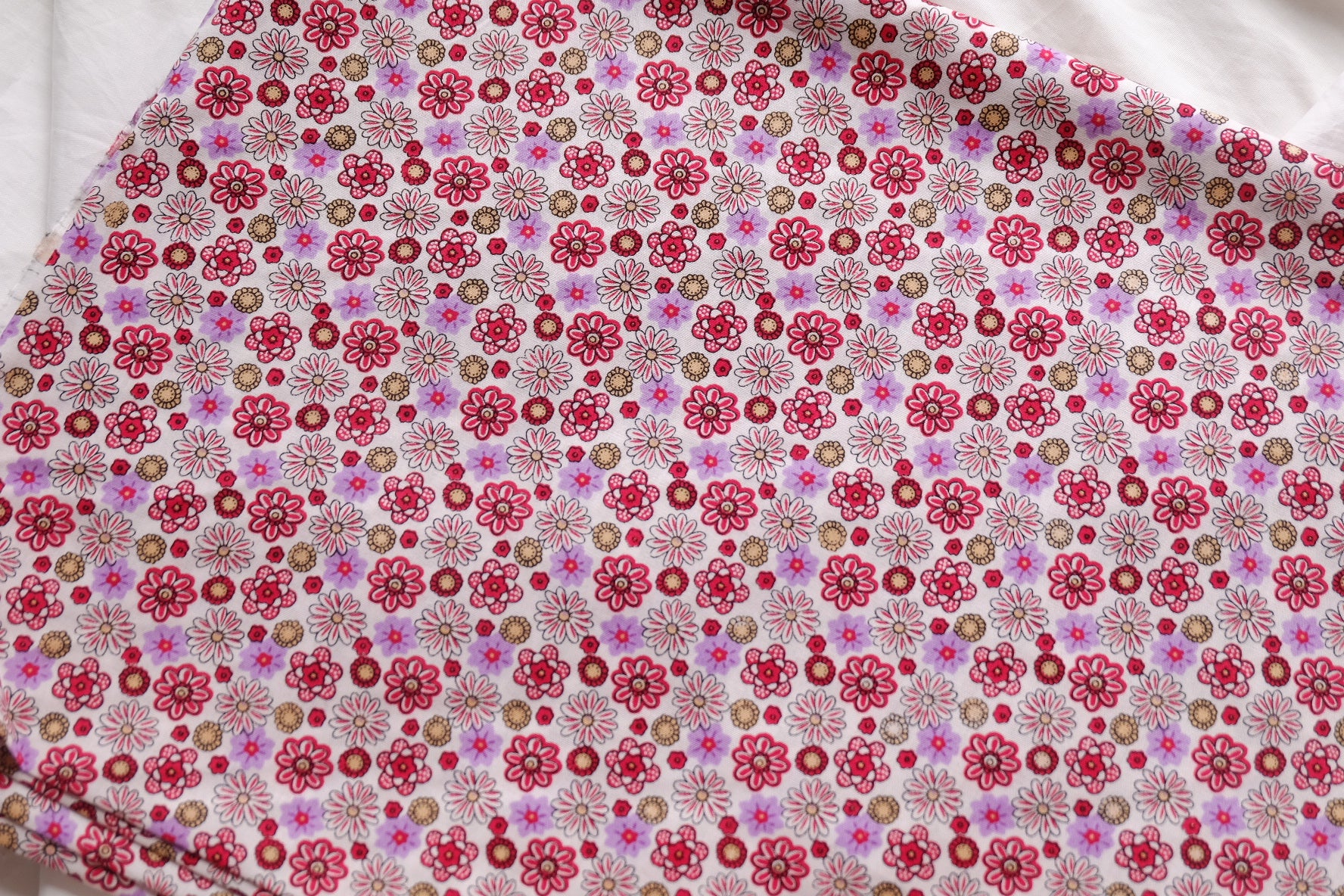 Retro Pink Floral Cotton Poplin – 2.2 yd