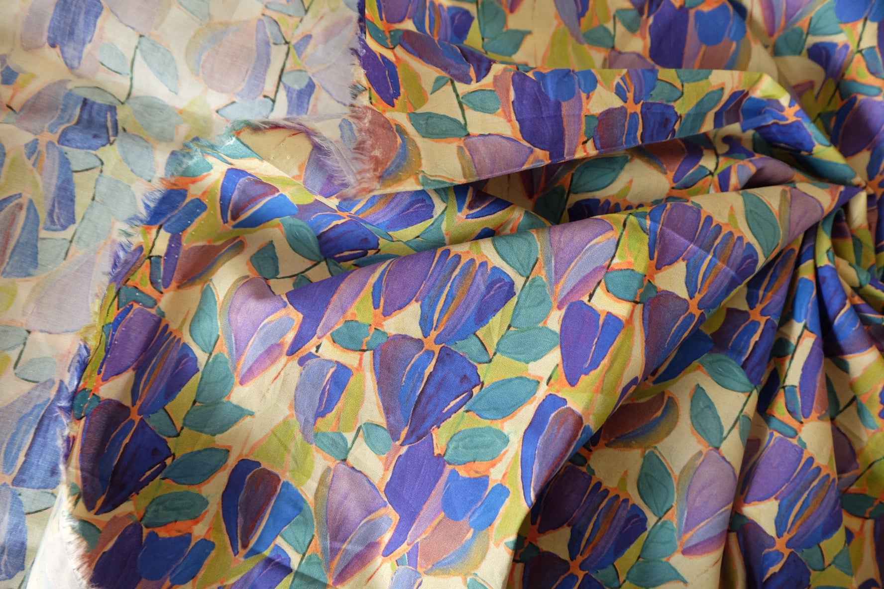 Cobalt Tulip Cotton Lawn – 3.72 yd