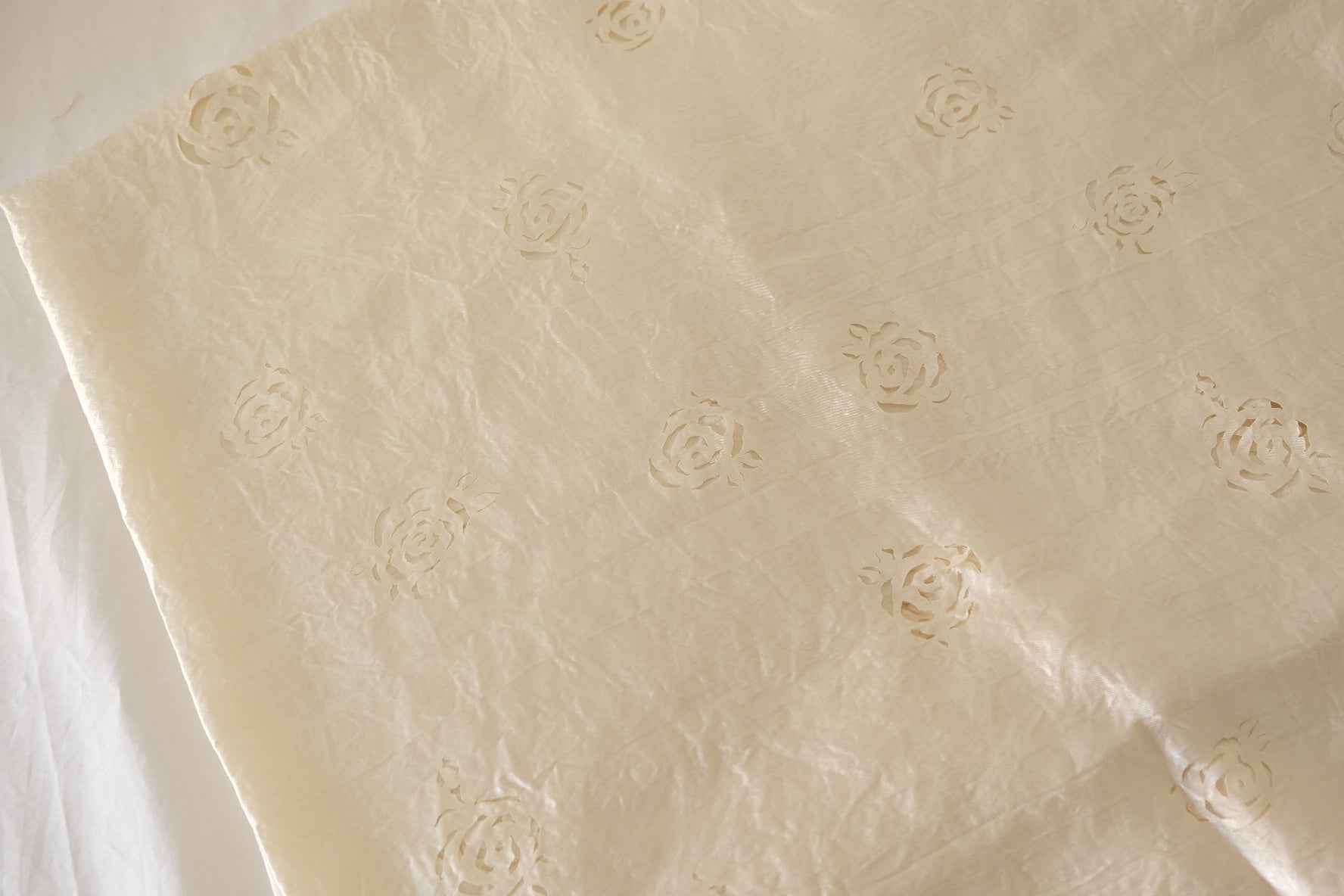 Ivory Laser Cut Tencel Blend Jacquard Fabric – 2.2 yd