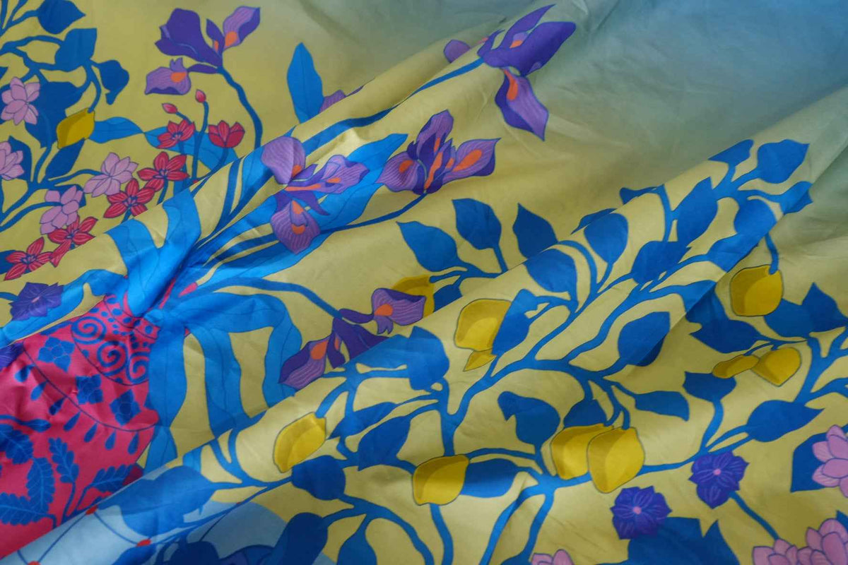 Double Border Botanical Cotton Fabric – 3.3 yd