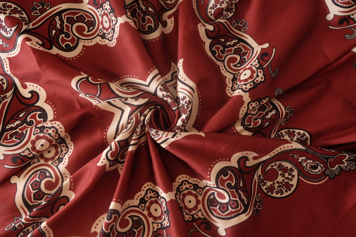 Rust Medallion Jacquard Silky Polyester – 2.2 yd