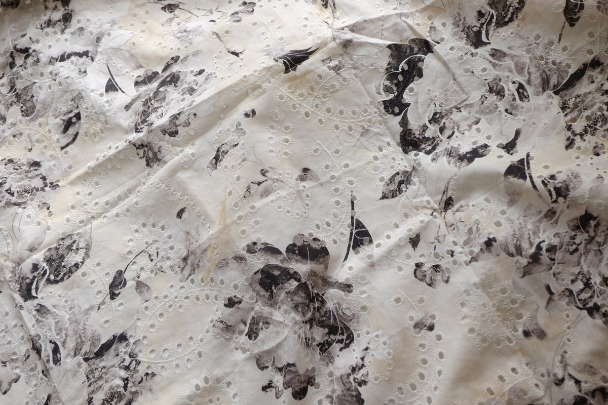 Ivory Floral Eyelet Cotton – 1.6 yd