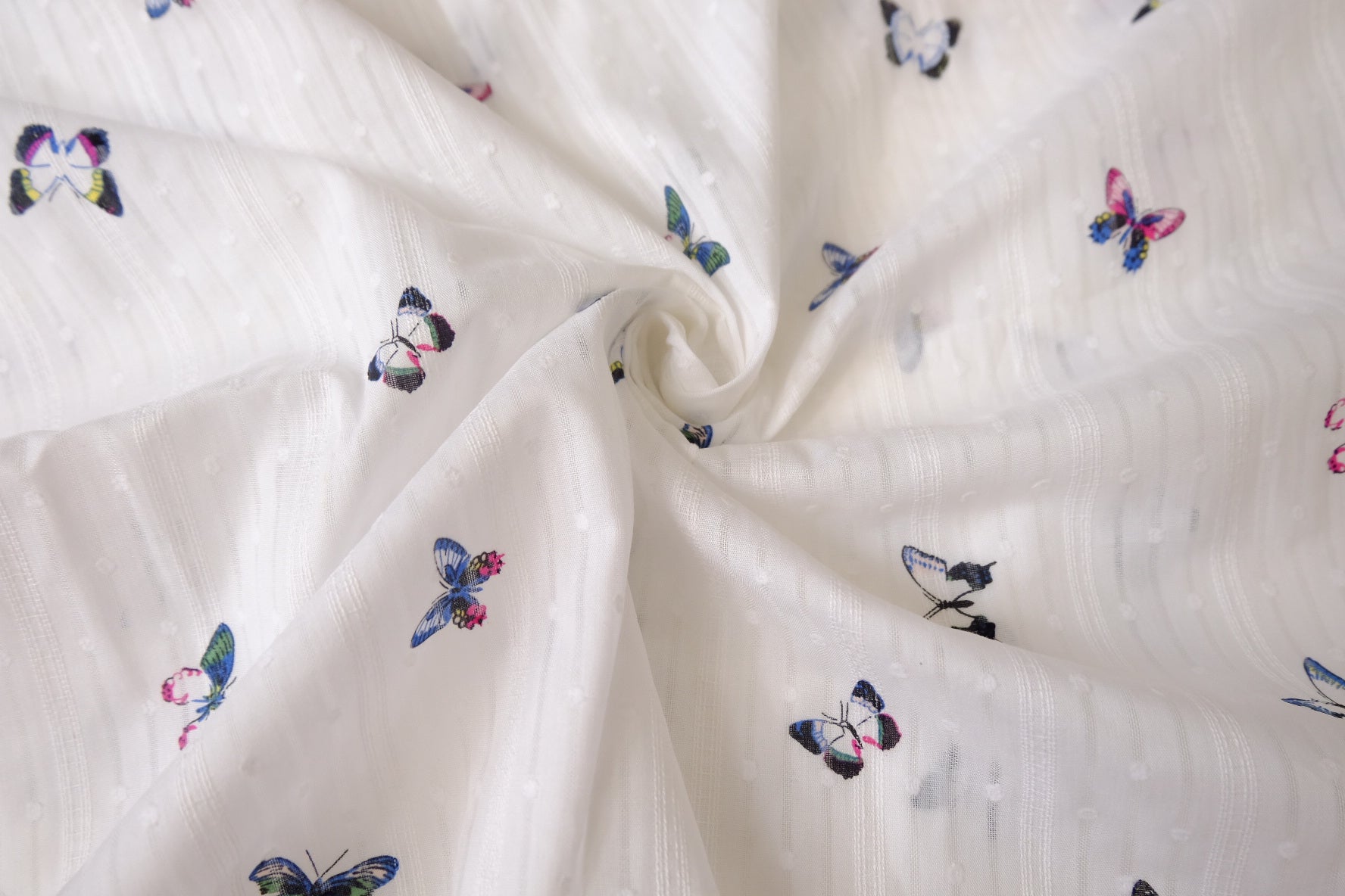 Butterfly Clip Dot Cotton Jacquard Blouse Fabric (1.6 Yards)