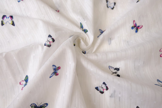 Butterfly Clip Dot Cotton Jacquard Blouse Fabric (1.6 Yards)