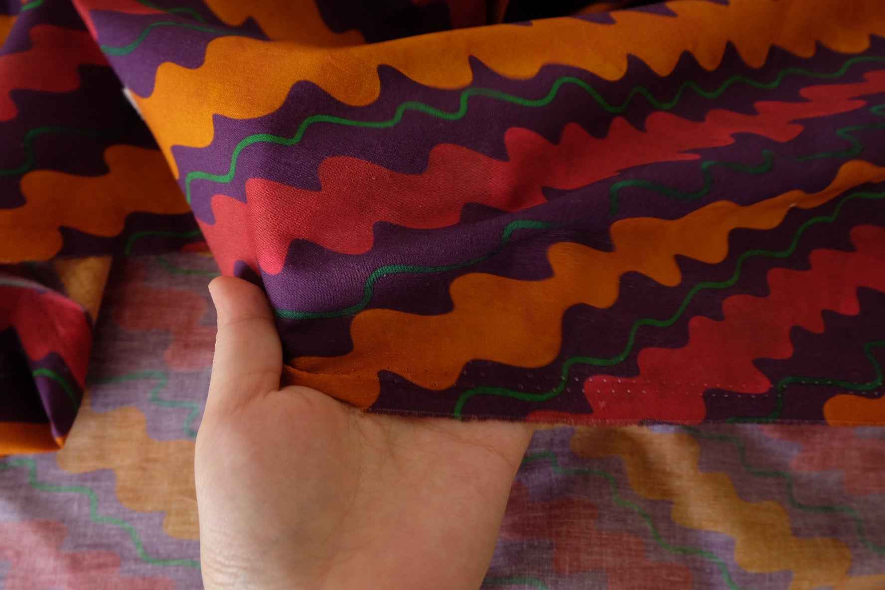 Retro Psychedelic Wave Stripe Cotton Fabric-2.2 yd