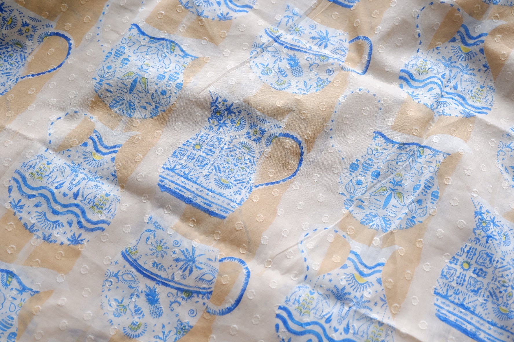 Blue Porcelain Teapot Dobby Cotton – 2.2 yd