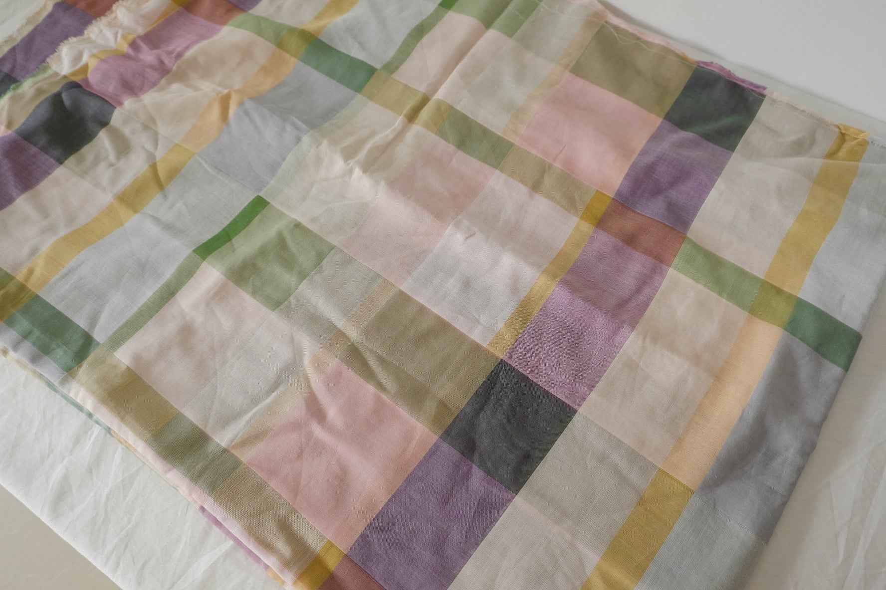 Pastel Yarn-Dyed Cotton Check Fabric – 2.2 yd
