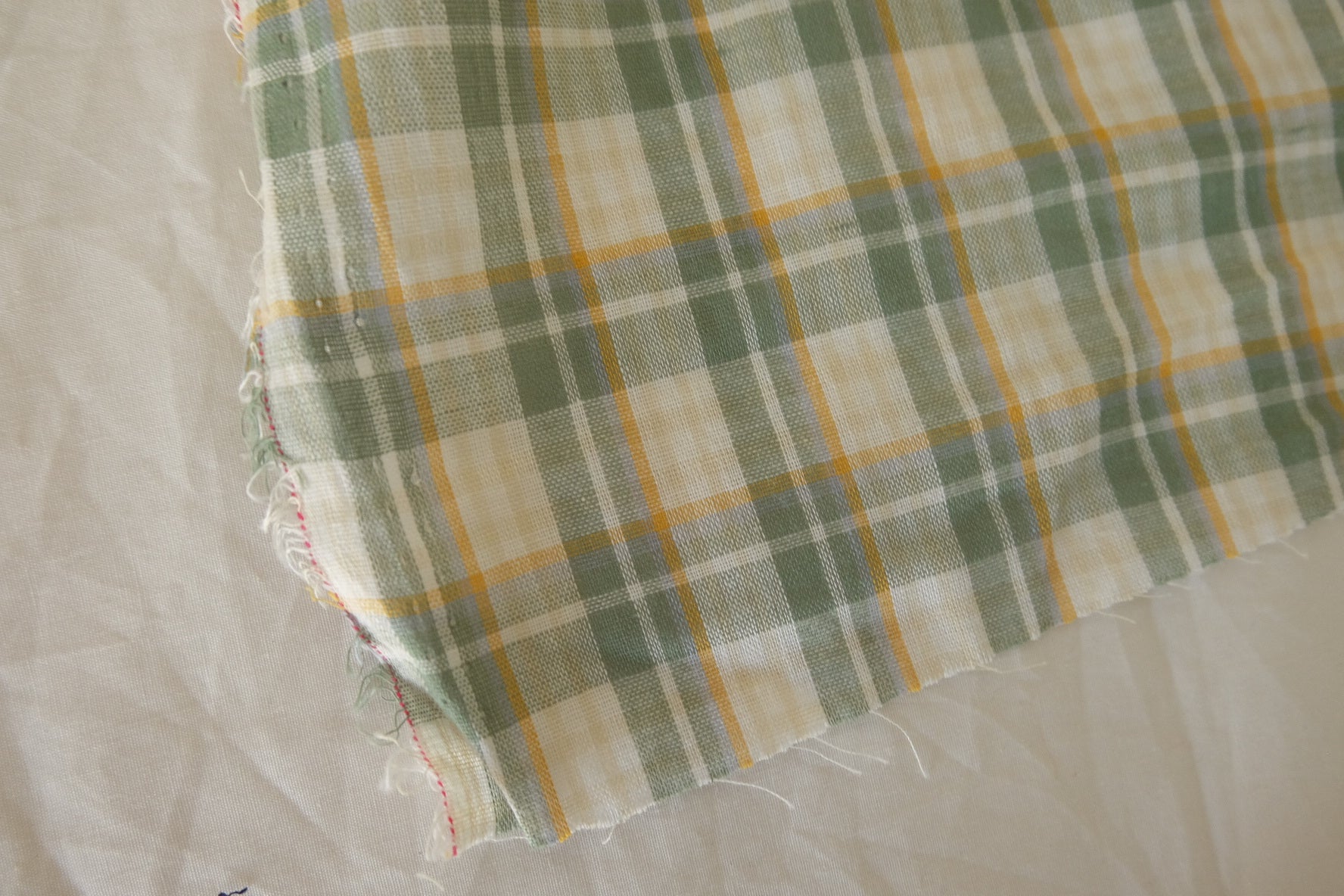 Sage Yellow Yarn-Dyed Plaid Cotton Fabric – 2.2 yd