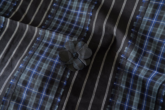 Midnight Tartan – Textured Floral Yarn-Dyed Cotton Fabric | Per Meter
