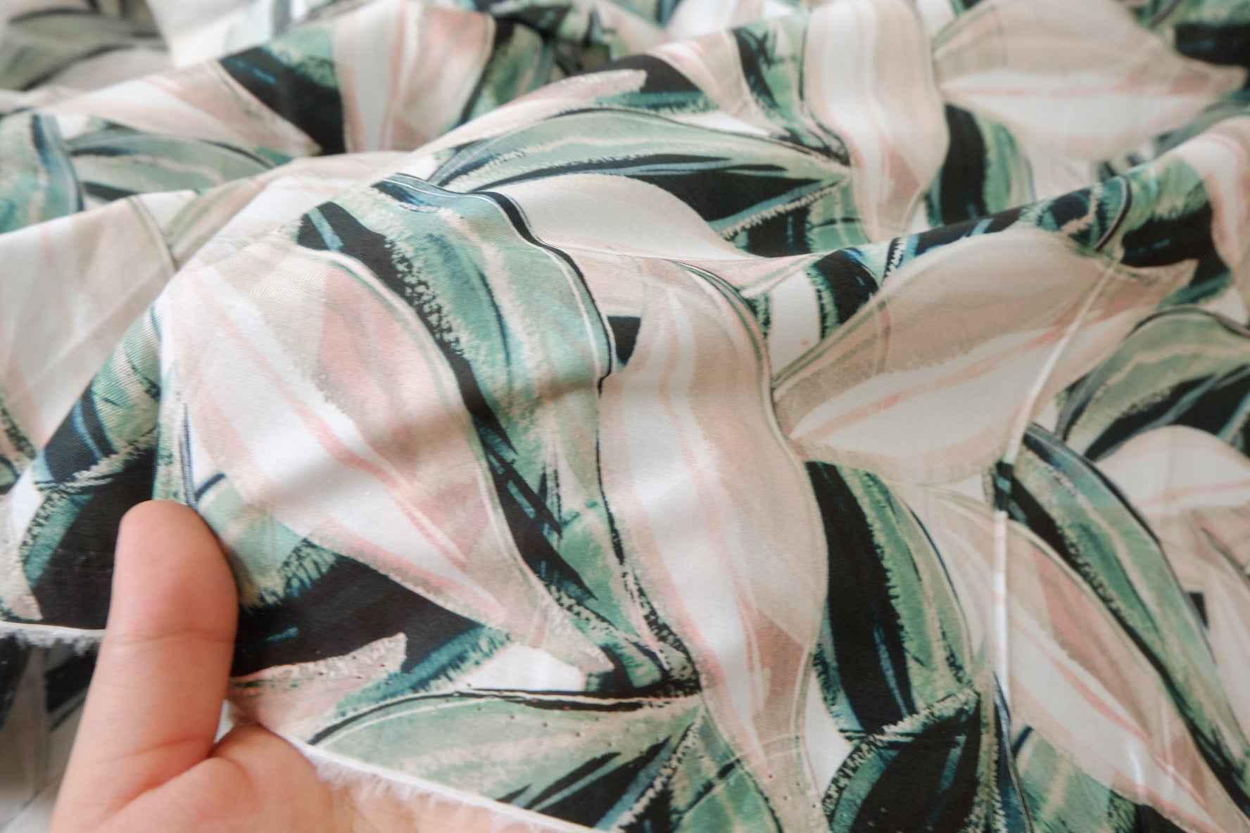 Soft Tropical Leaf Cotton Lawn Fabric — 3.17 yd