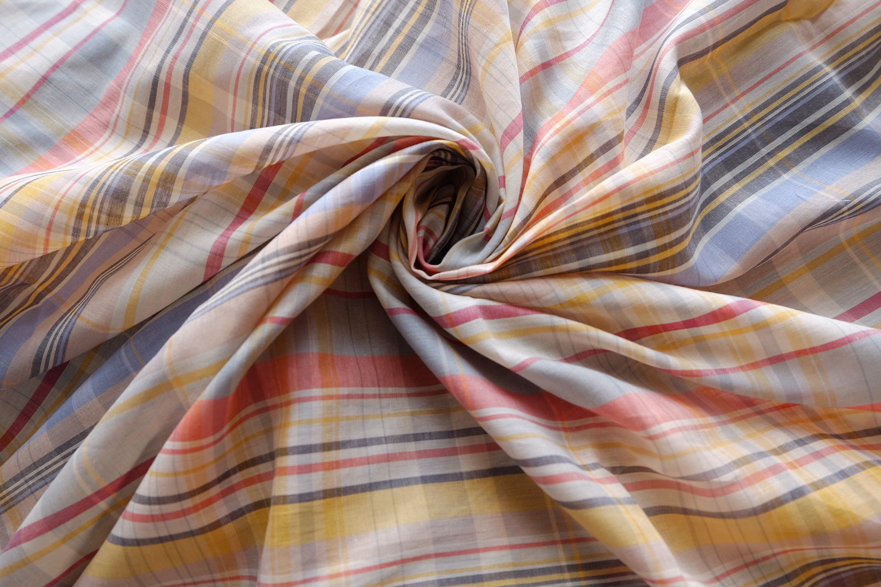 Soft Pastel Plaid Yarn-Dyed Cotton Gauze Fabric - 3.28 yd