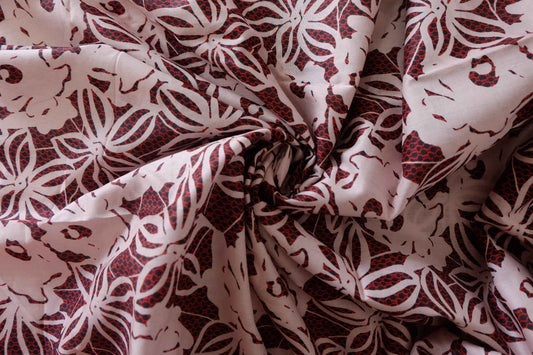 Burgundy Floral Ultra-Light Cotton Lawn Fabric – 3.3 yd