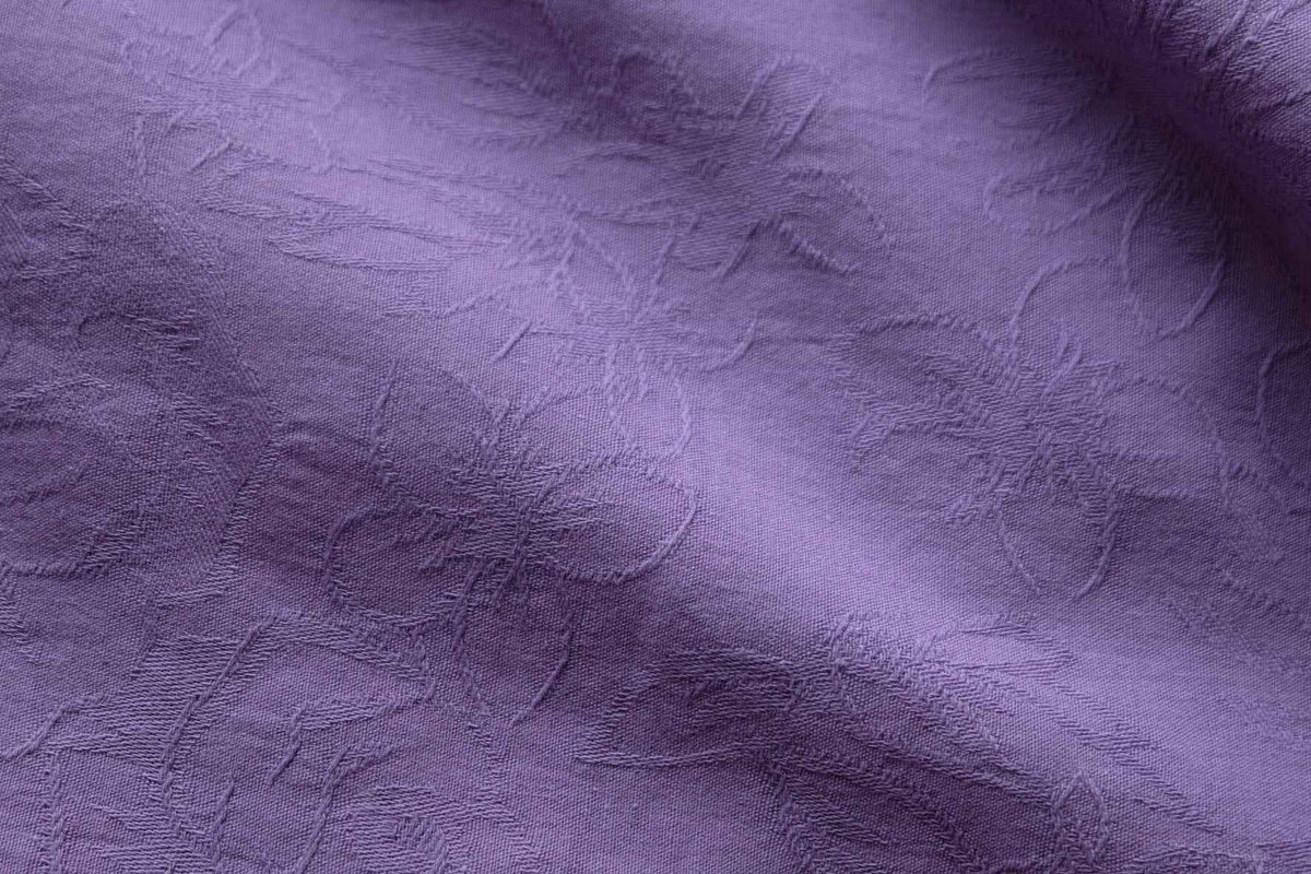 Purple Floral Jacquard Cotton Linen — 2.2 yd