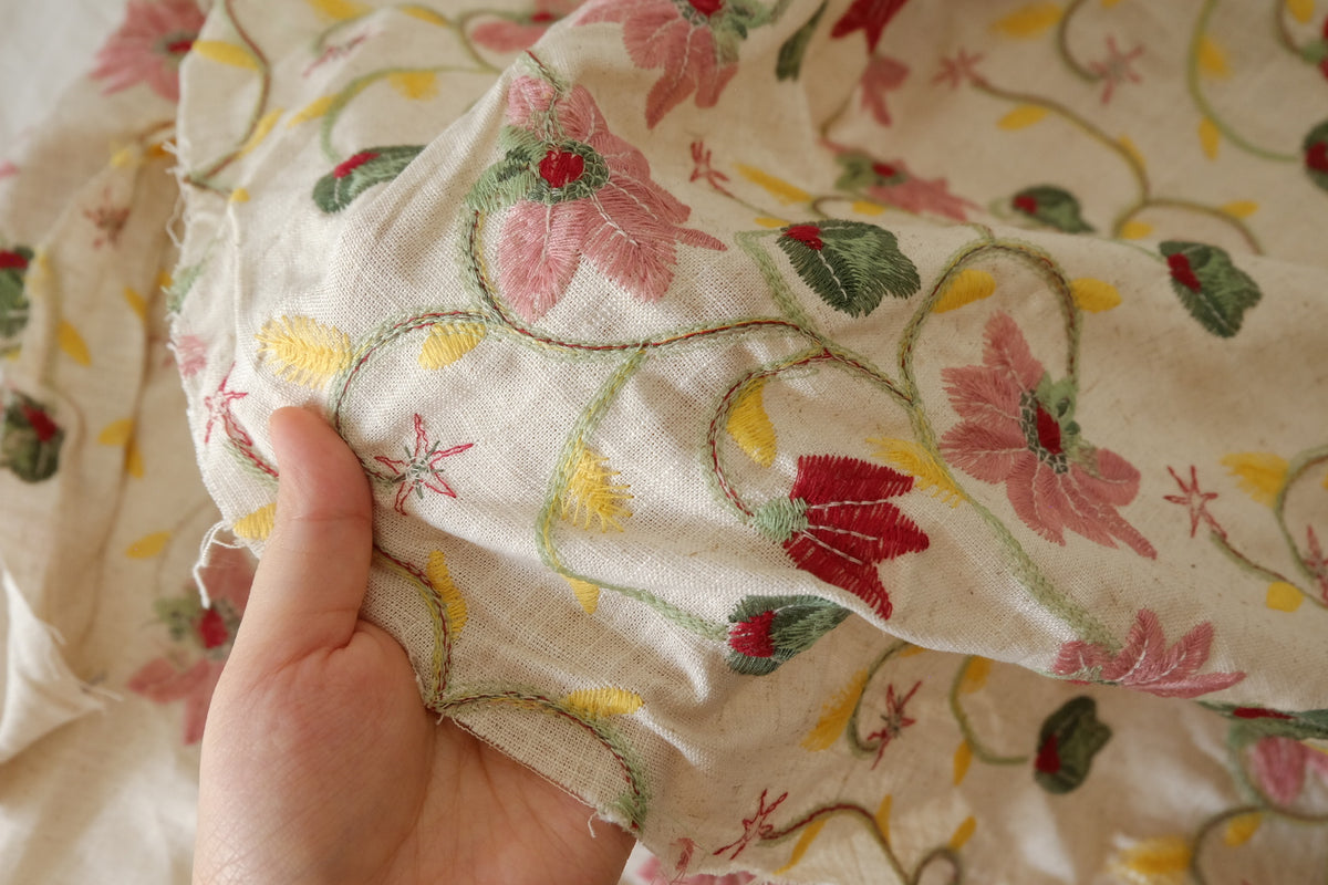 Garden Vine Embroidered Linen Cotton – 2.2 yd