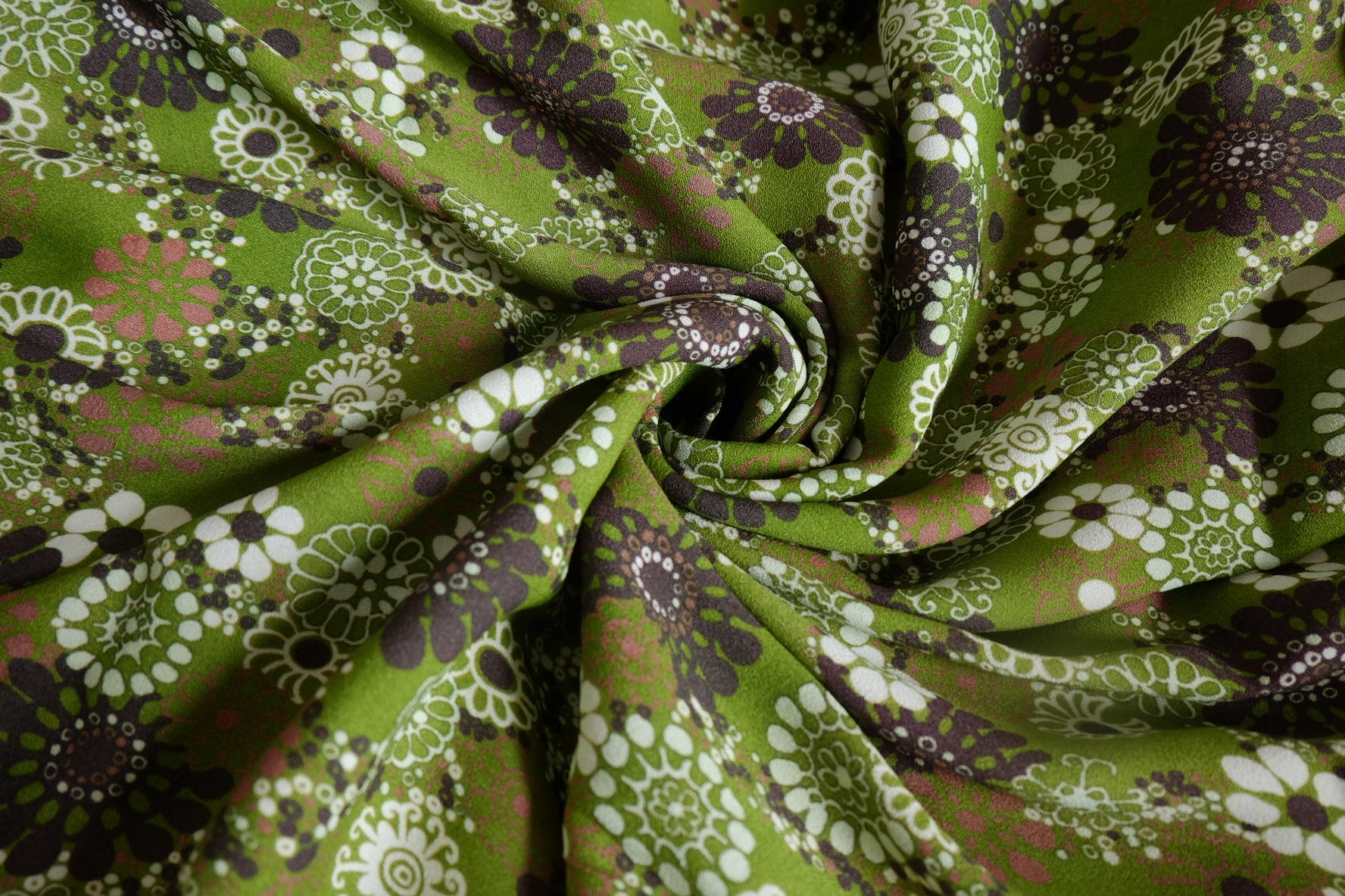 Green Botanical Sanded Rayon Fashion Fabric - 2.19 yd