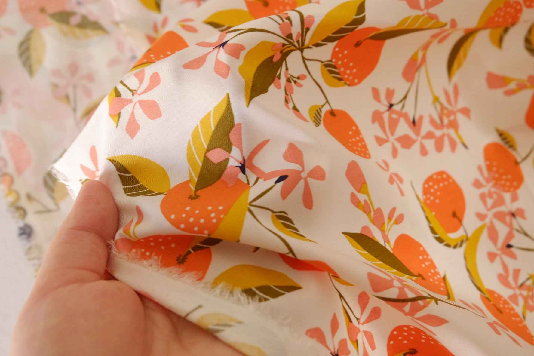 Orange Blossom Cotton Rayon Fabric – 2.2 yd