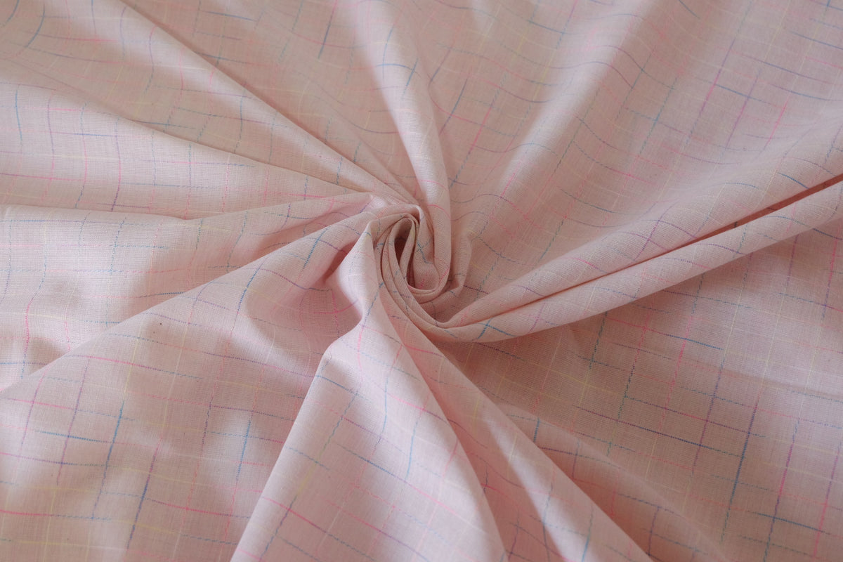 Pastel Windowpane Linen Cotton Blend – 2.2 yd