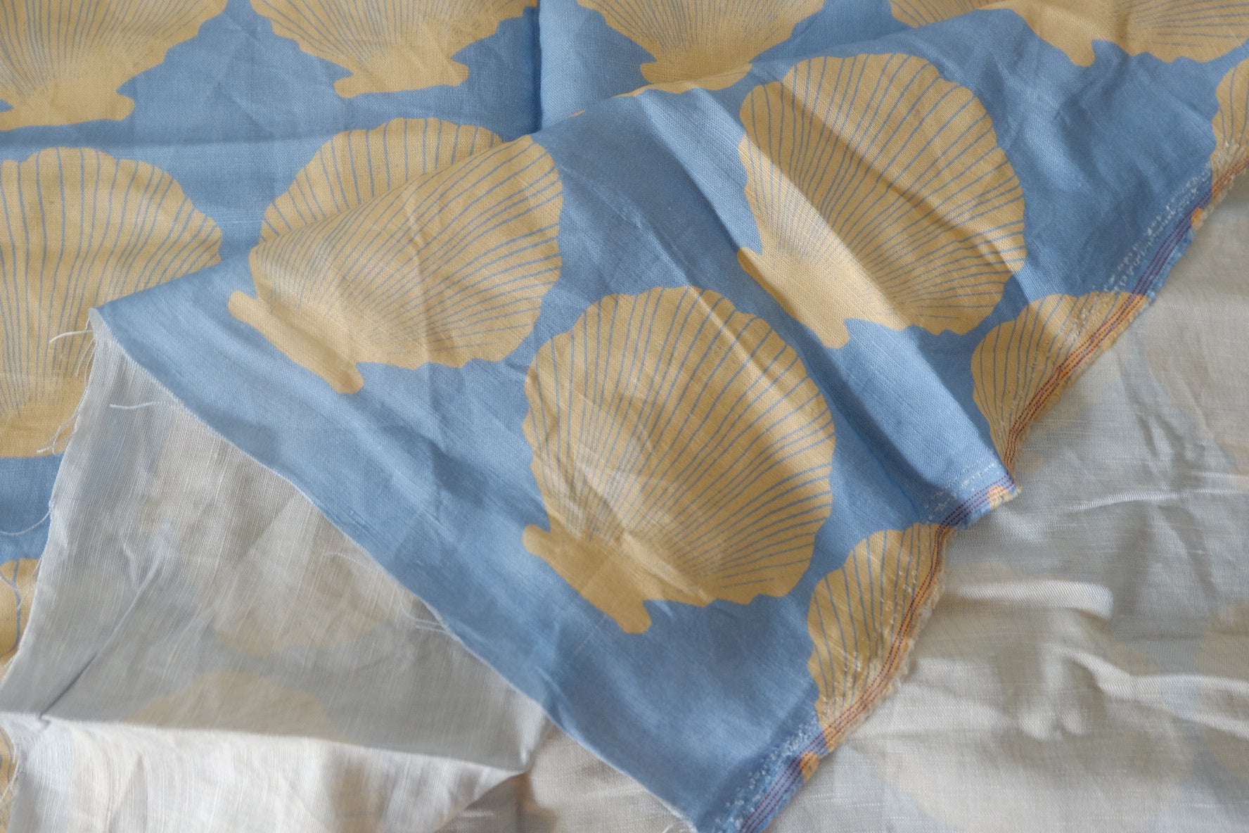 Seashell Print Cotton Linen Fabric – 1.4 yd