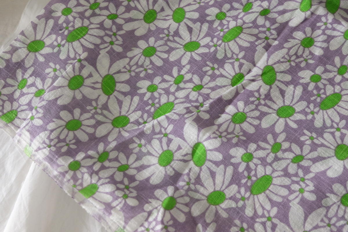 Lavender Daisy Garden – Soft Cotton Linen Gauze Fabric | 3.3 yards