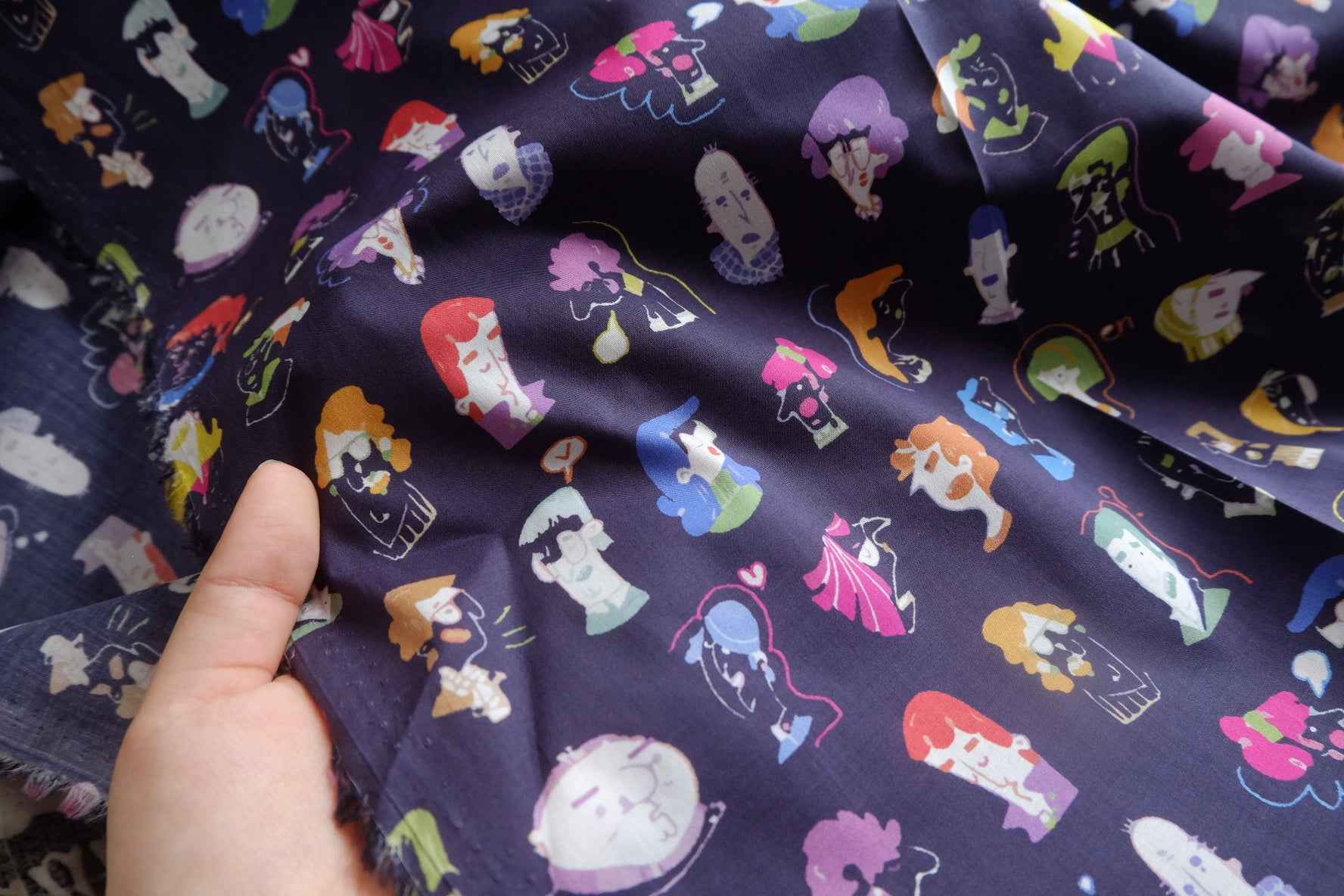 Navy Portrait Cotton Lawn Fabric - 2.73 yd