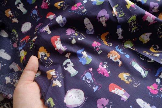 Navy Portrait Cotton Lawn Fabric - 2.73 yd