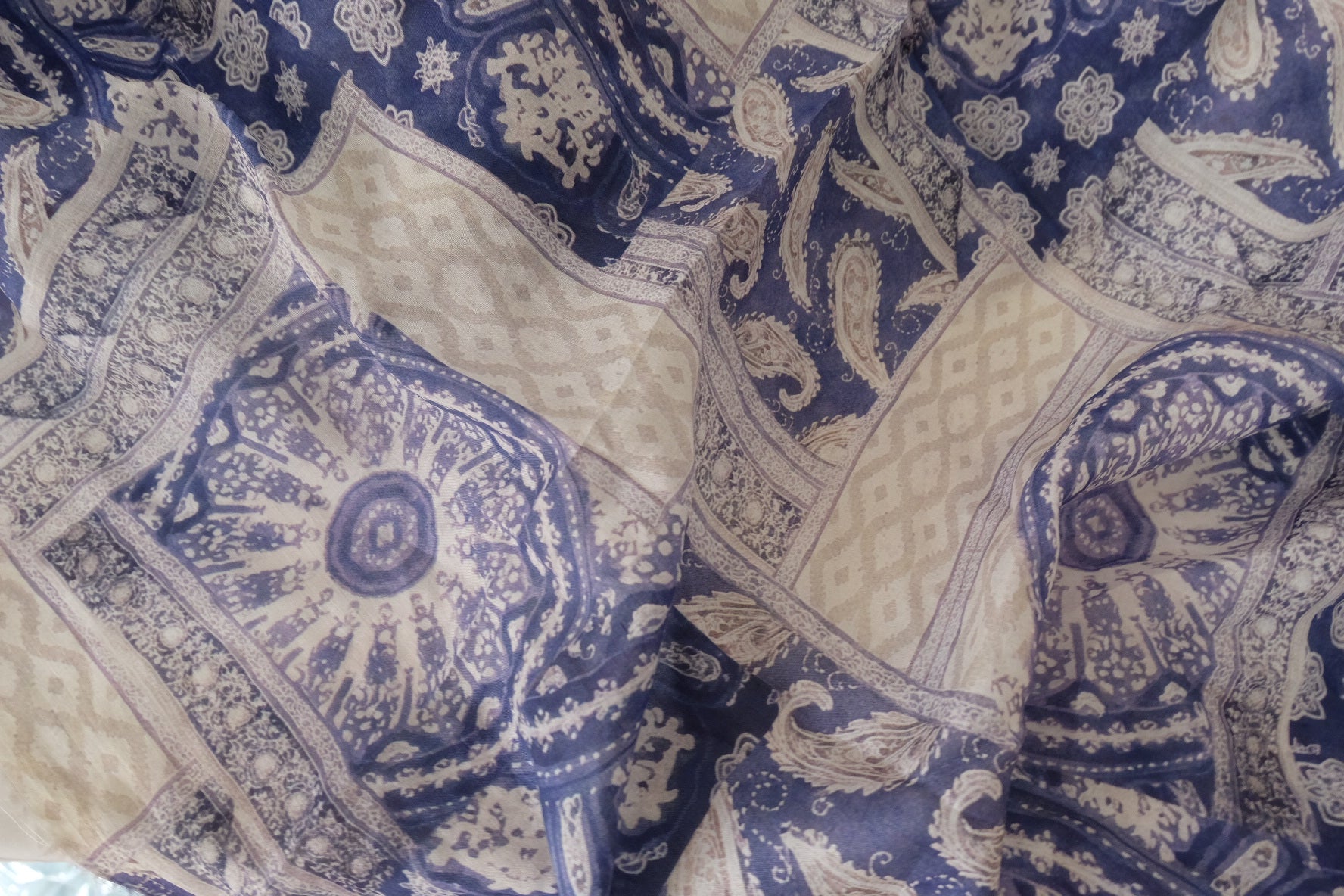 Blue Paisley Patchwork Ramie Fabric – 3.3 yd