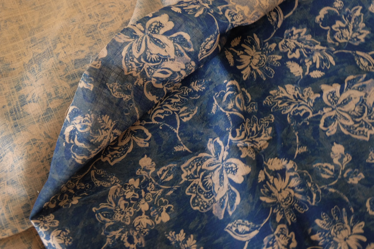 Indigo Vintage Floral Linen Cotton – 3.3 yd