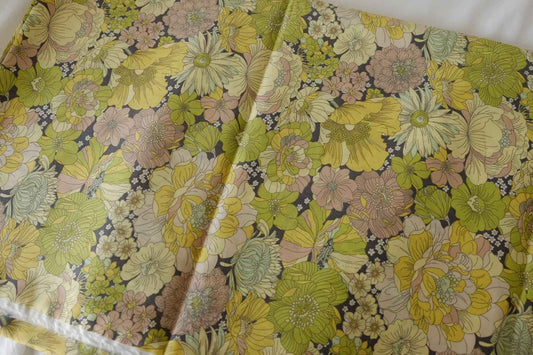 Vintage Olive Floral Cotton Lawn Fabric – 3.3 yd