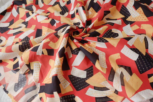 Retro Collage Cotton Poplin Fabric - 1.09 yd