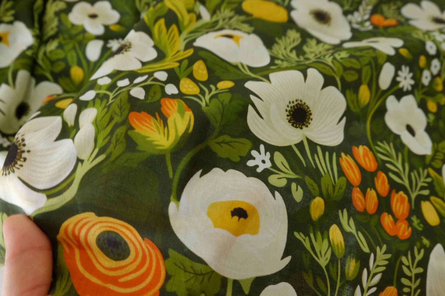Green Garden Cotton Voile Fabric – 2.2 yd